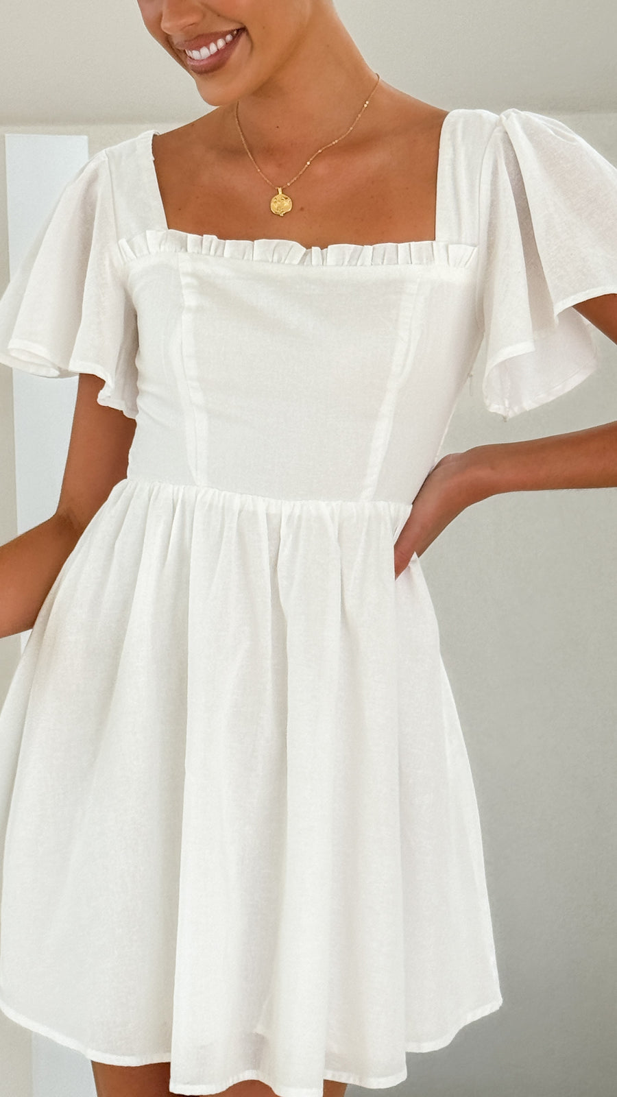 Luberon Linen Appliqué Mini Dress (syncee)-3