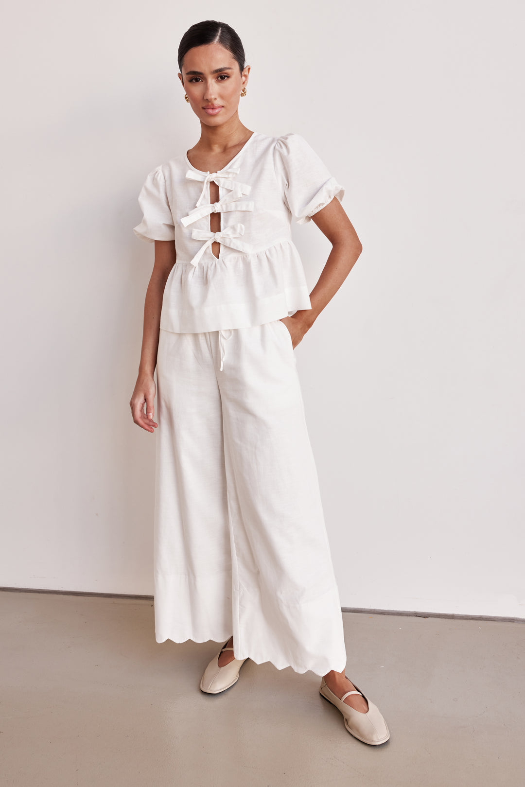 White Linen Co ord set-3