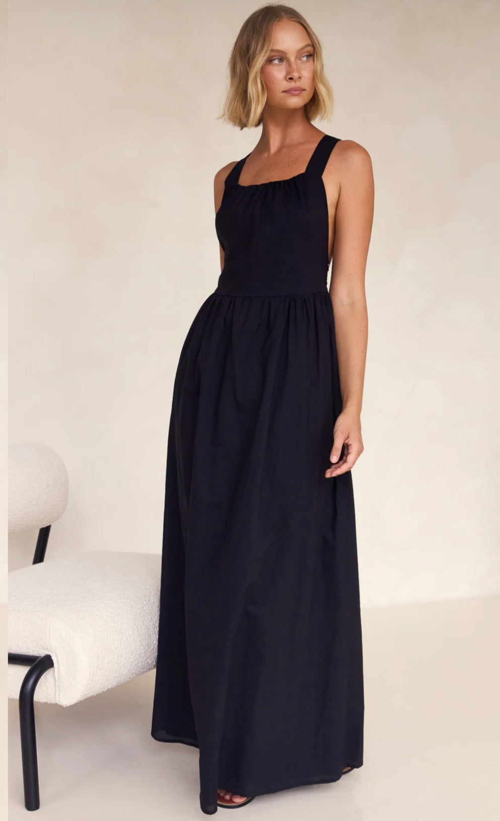 Black Poplin Cotton Dress-4