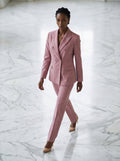 Double breasted plaid pink 2-piece pantsuit-0