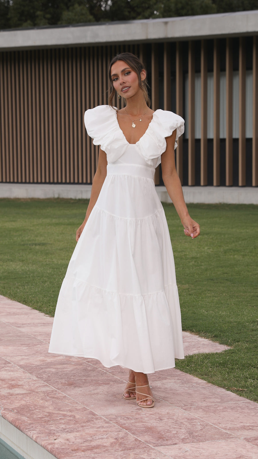 White Cotton Maxi Dress-0