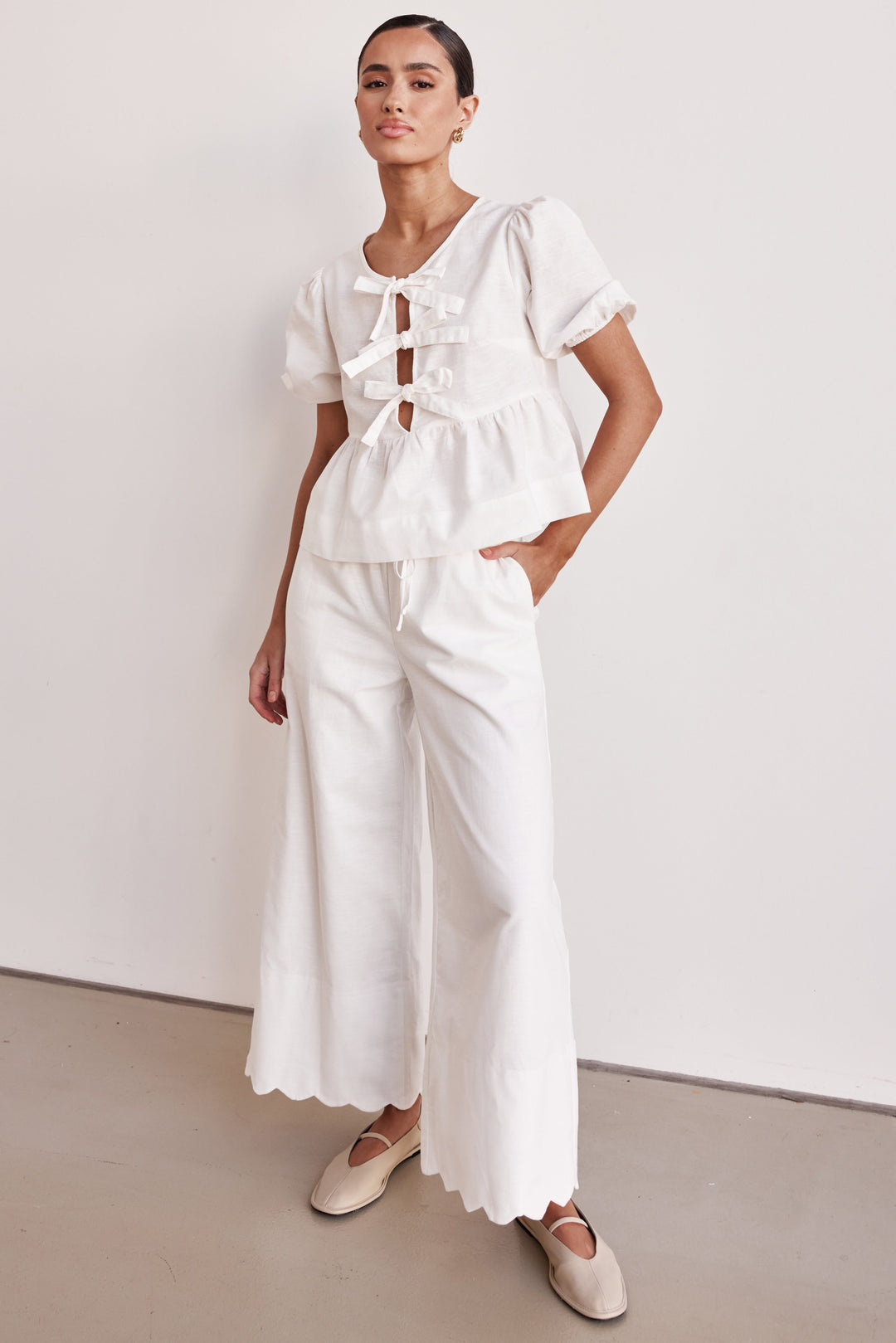 White Linen Co ord set-0