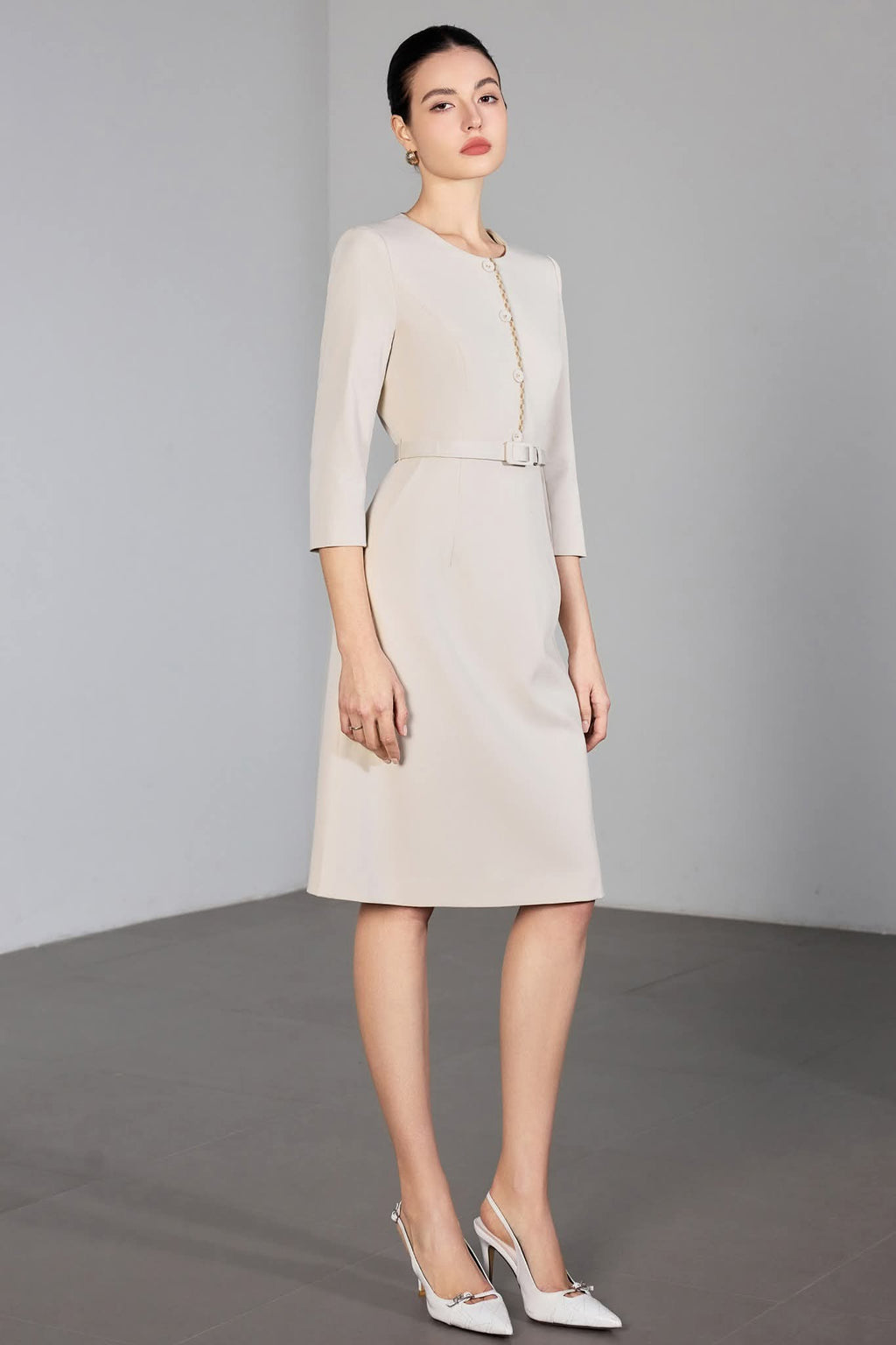 The Ivory Poise Midi Dress-2