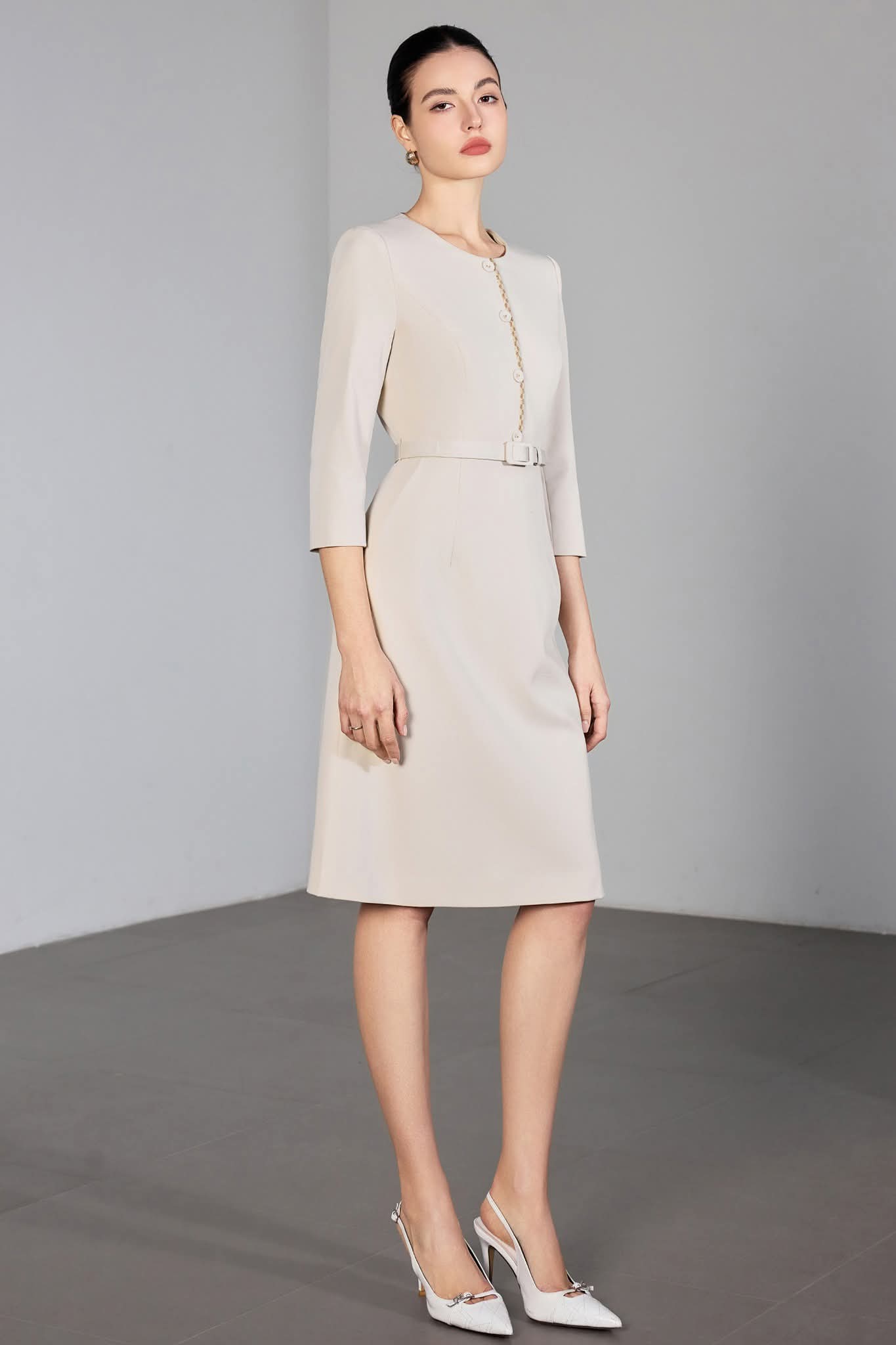 The Ivory Poise Midi Dress-2