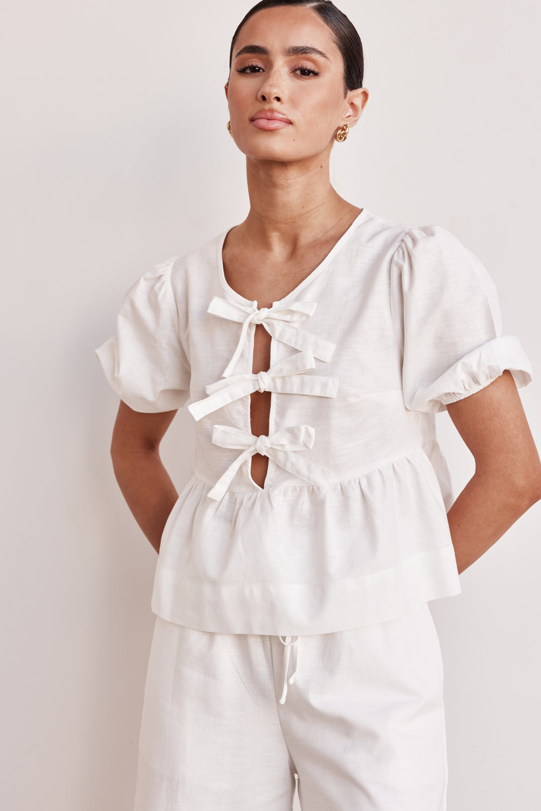White Linen Co ord set-4