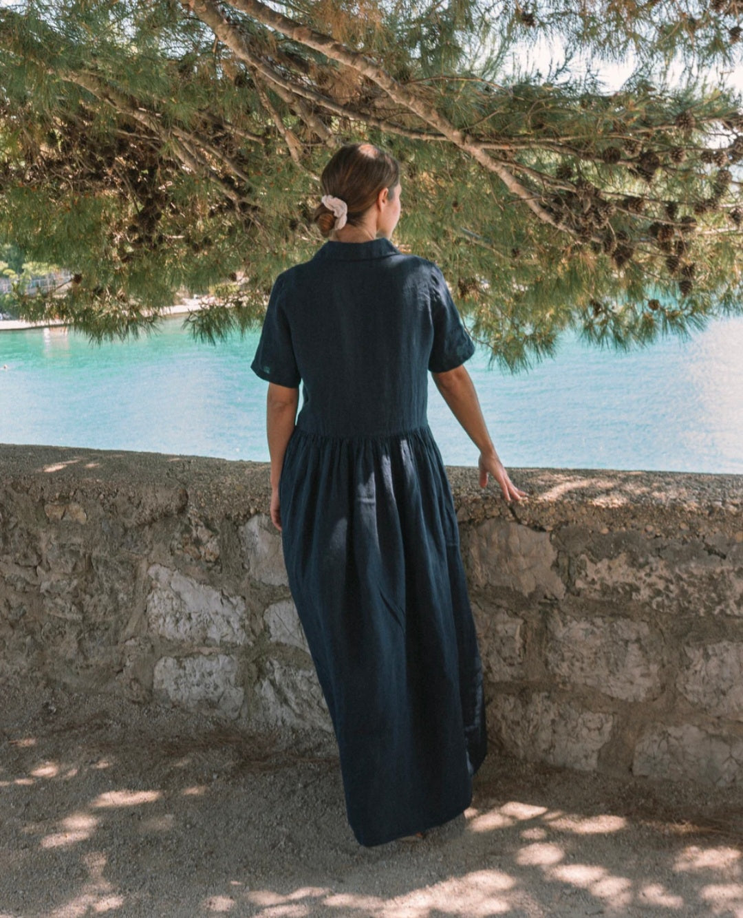 Blue Linen Maxi Dress-3