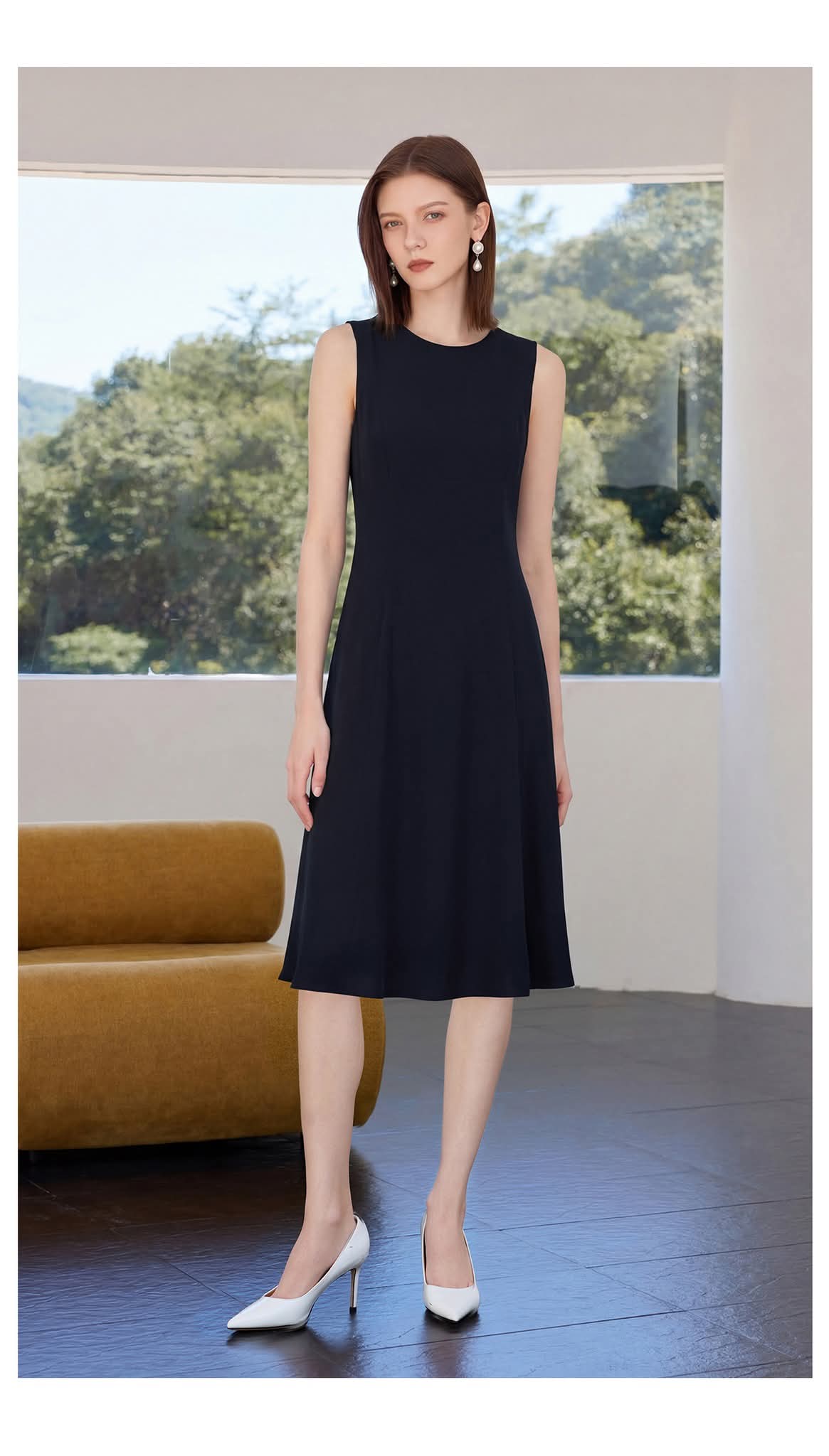 The Fit-and-Flare Dress Suit - Navy-3