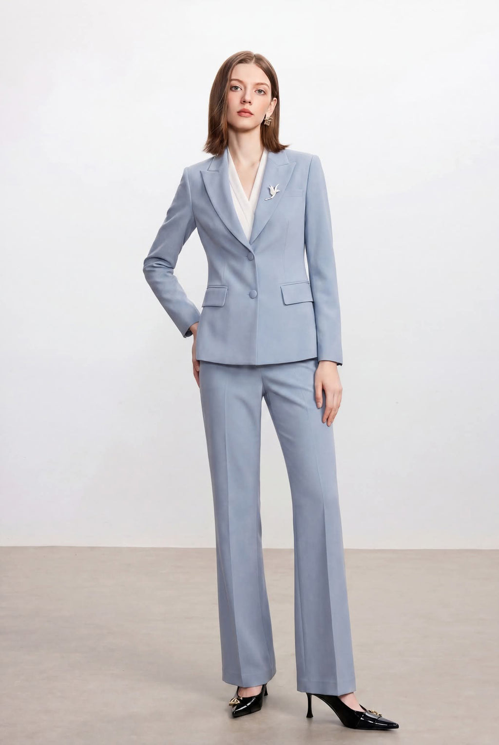 The Serene Skyline Modern Power Suit-3