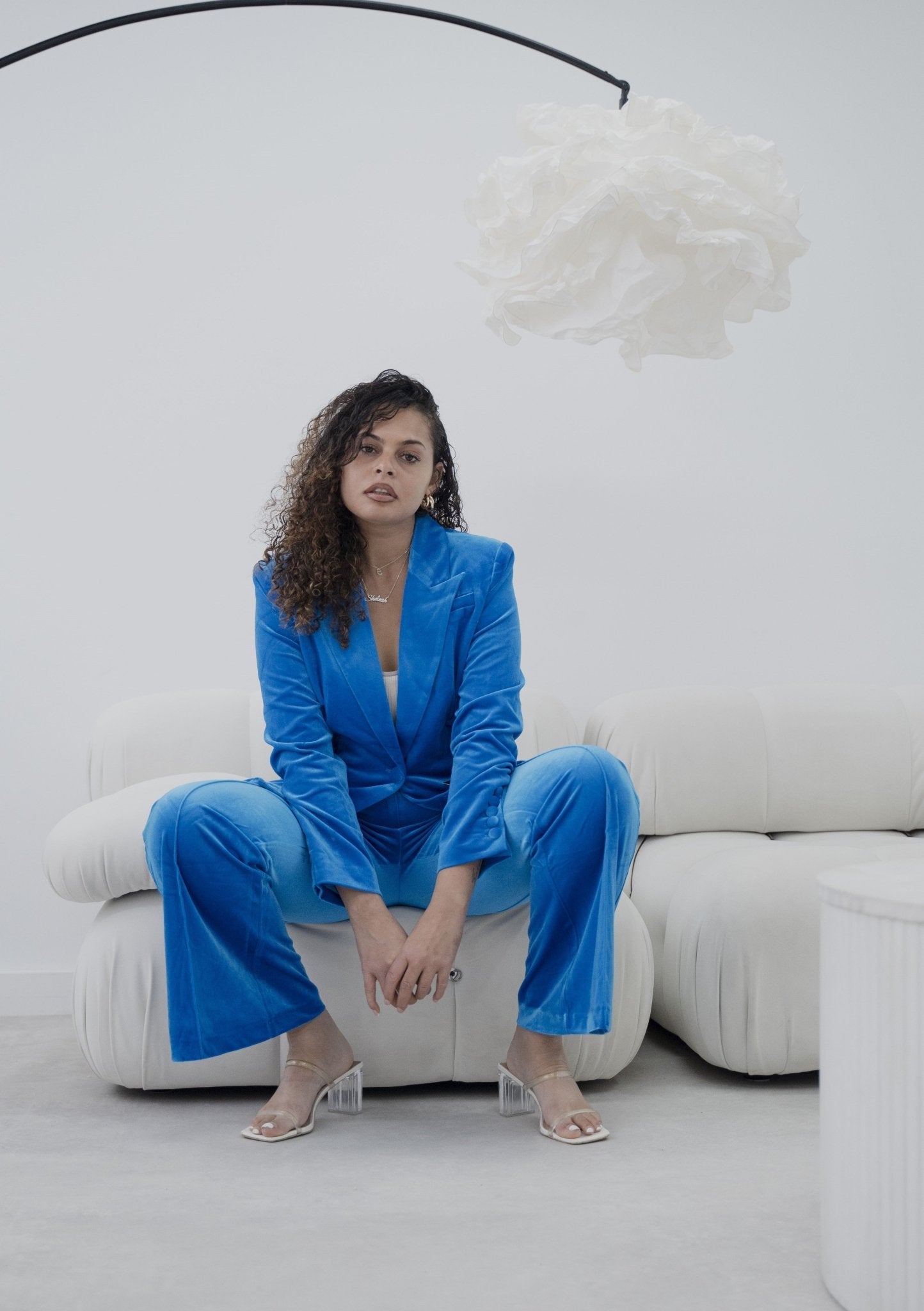 The royal velvet wide-leg pantsuit (UK size 14)-4
