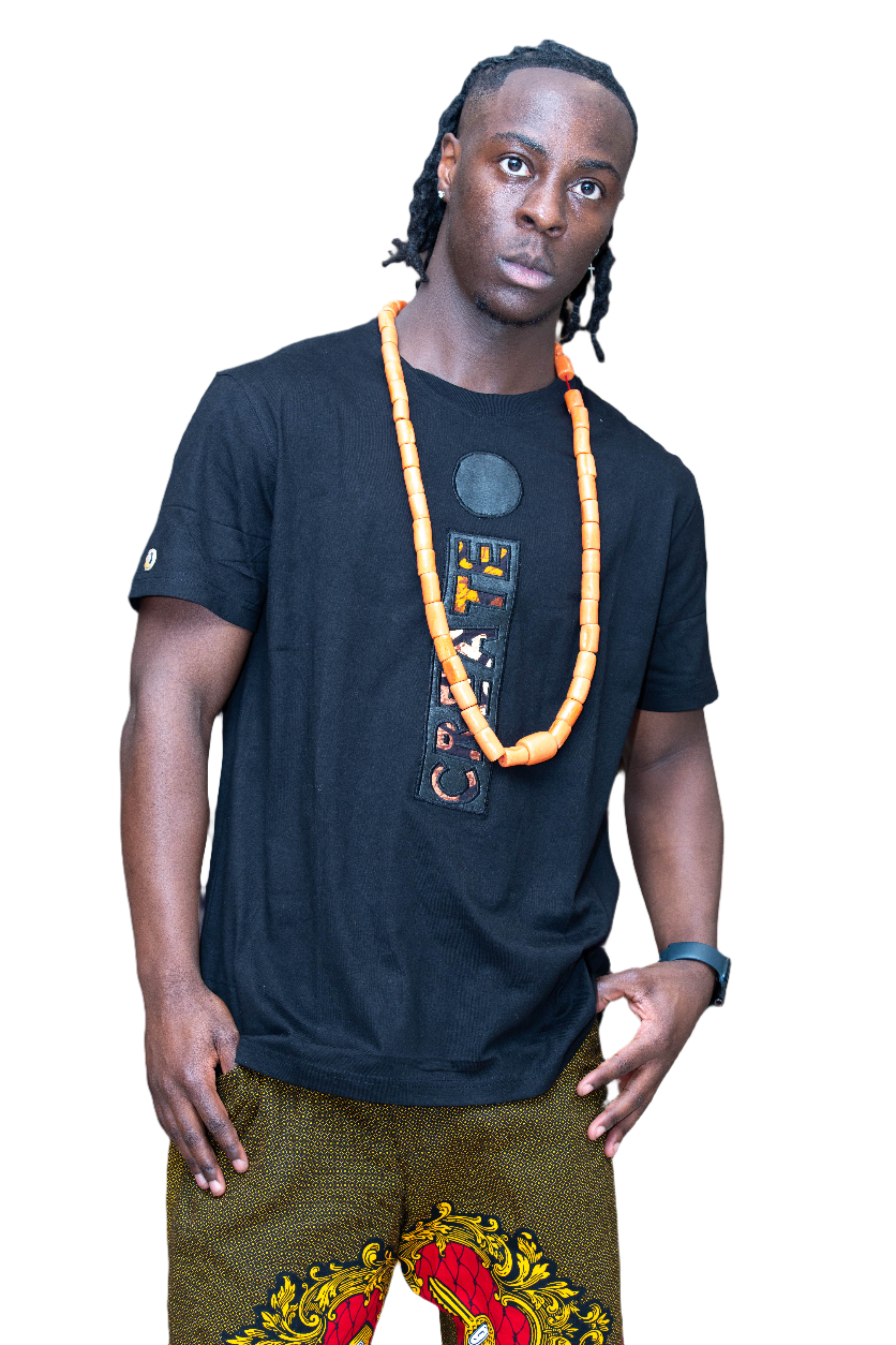 African Fashion Ankara Short Sleeve T -Shirt Black-2