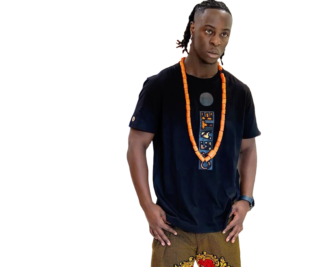 African Fashion Ankara Short Sleeve T -Shirt Black-1