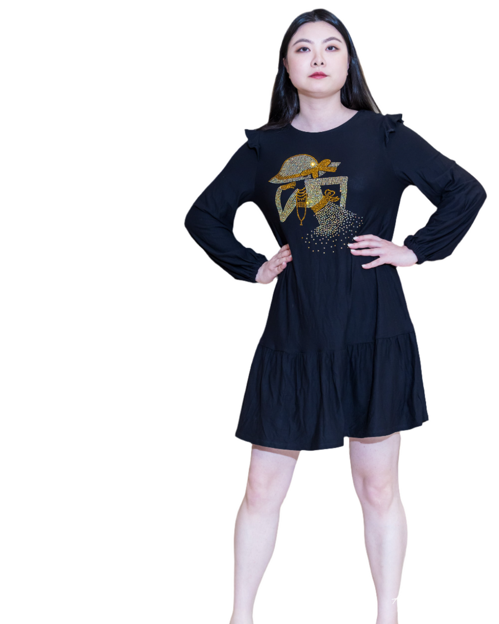 African Fashion Ankara Blinged Stylish Gown- Black-3