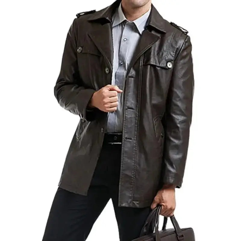 Men’s Black Motorcycle Leather Coat-1