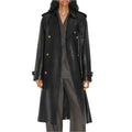 Women’s Statement Black Leather Trench Coat-0