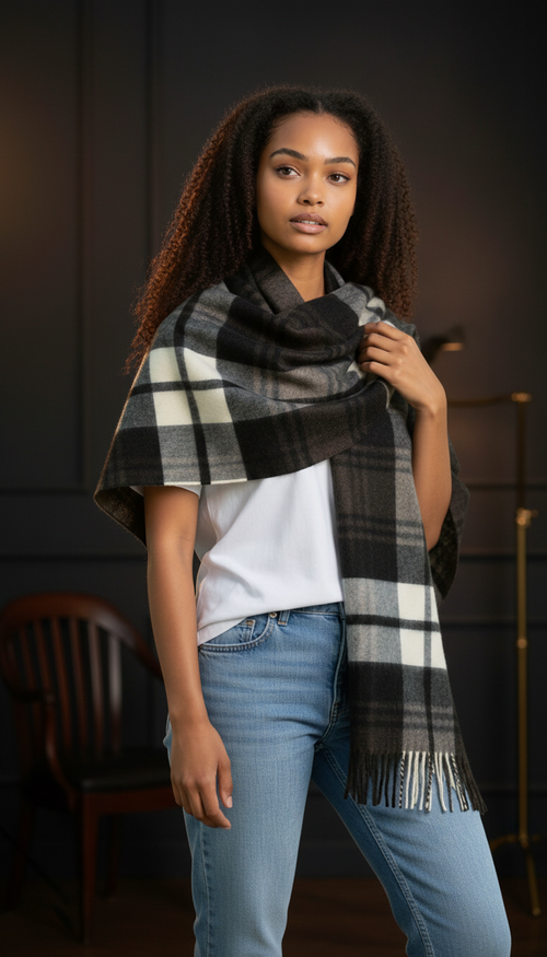 Classic Black, Brown & Froth Stole-1