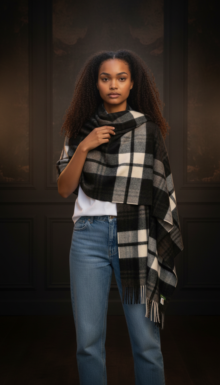Classic Black, Brown & Froth Stole-2