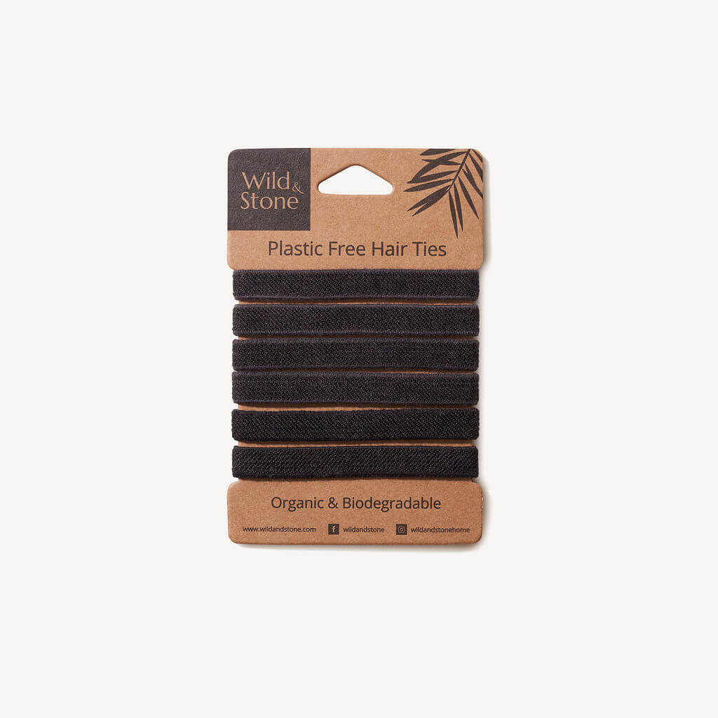 Plastic Free Hair Ties - 6 Pack - Black-0