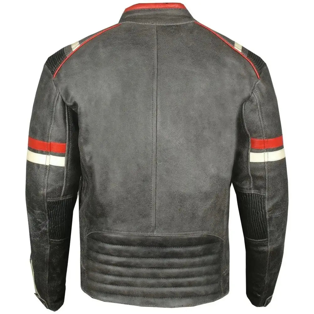 Men's Vintage Café Racer Black Leather Biker Jacket-2