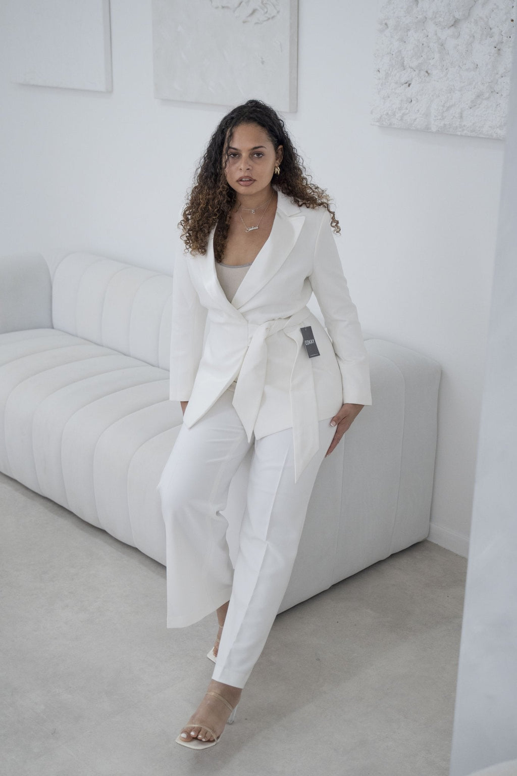 The white belted wide-leg pantsuit (UK size 12)-2