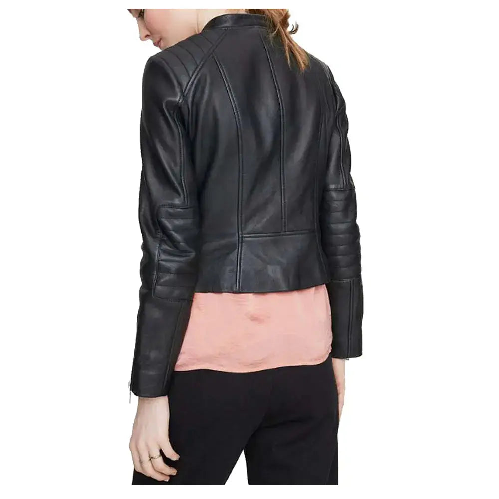 Women’s Classic Moto Biker Genuine Leather Jacket-1