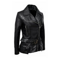 Women’s Feminine Retro Vintage Biker Leather Jacket-0