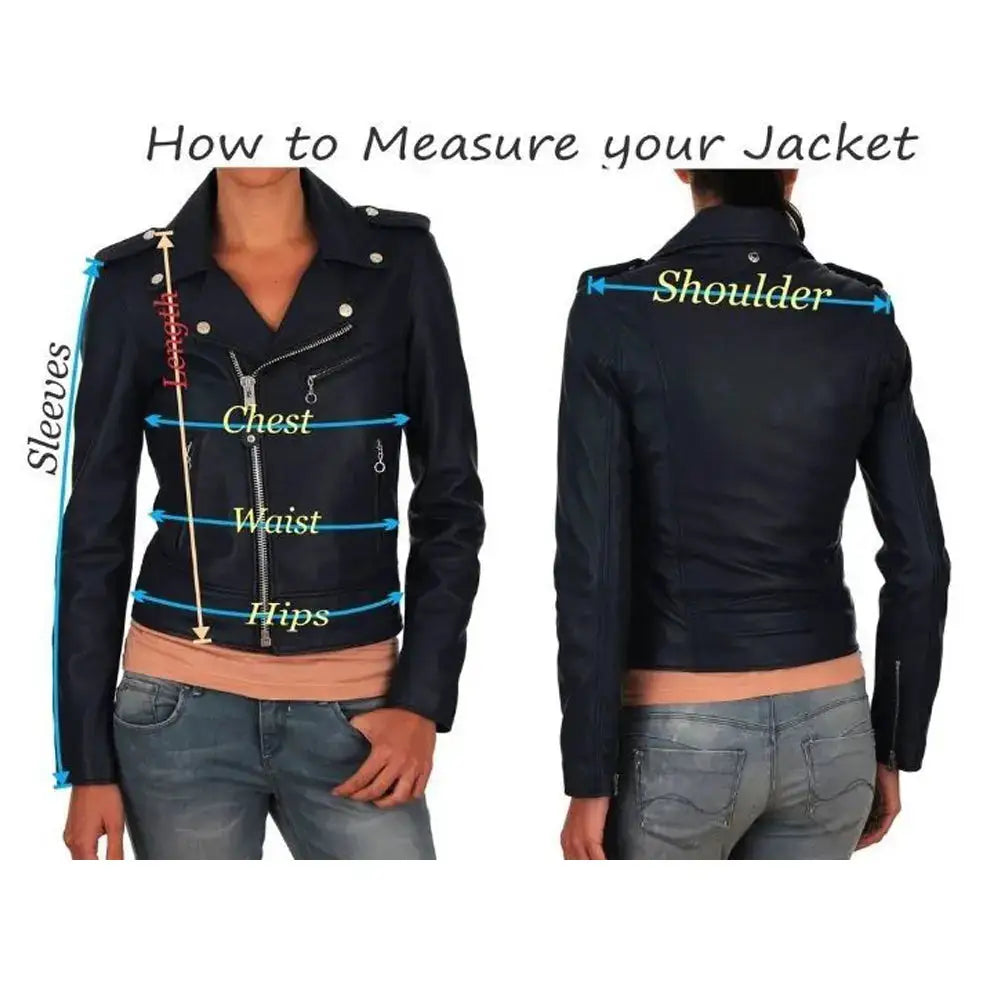Women’s Motorcycle Biker Leather Jacket with Gold Zipper-1