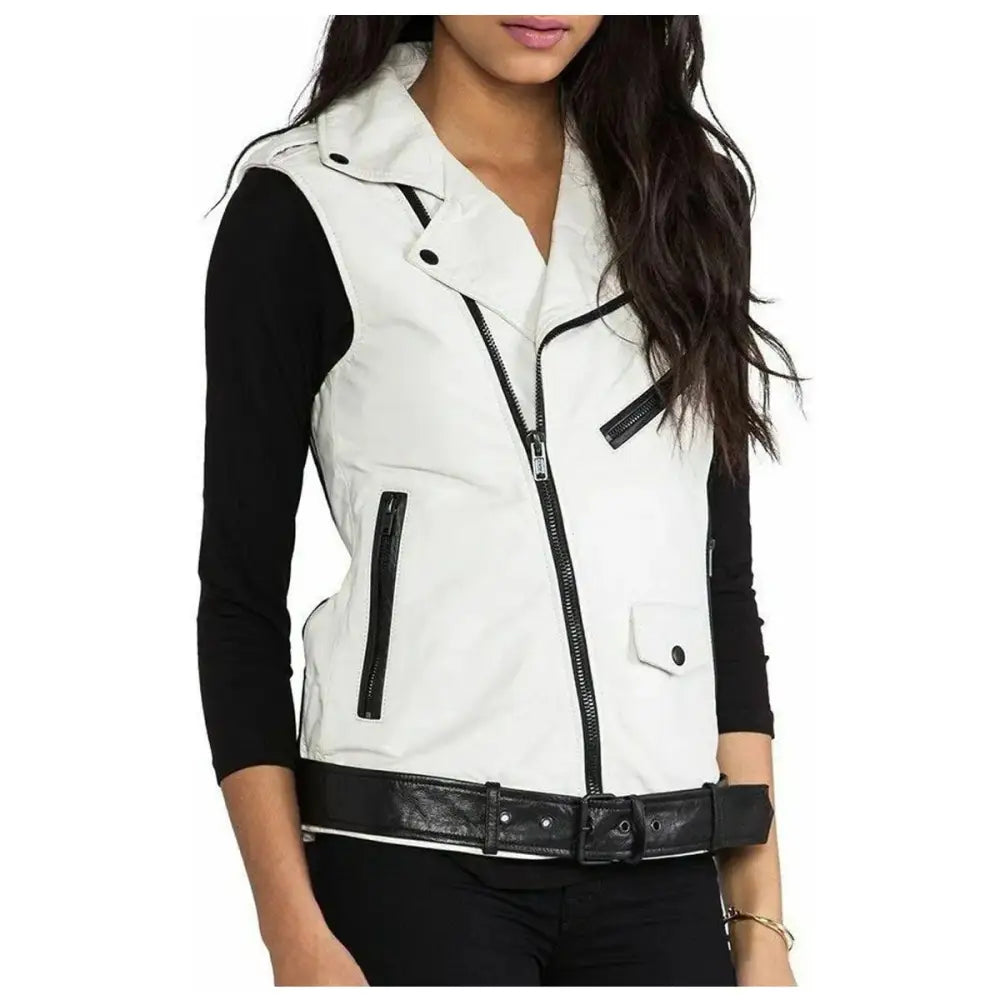 Women’s Motorcycle Fashion Leather Vest-3