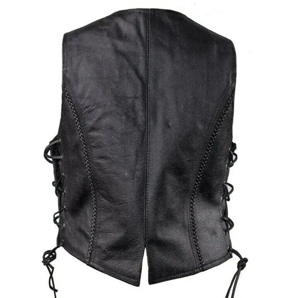 Women’s Motorcycle Leather Vest – Native American Style-1