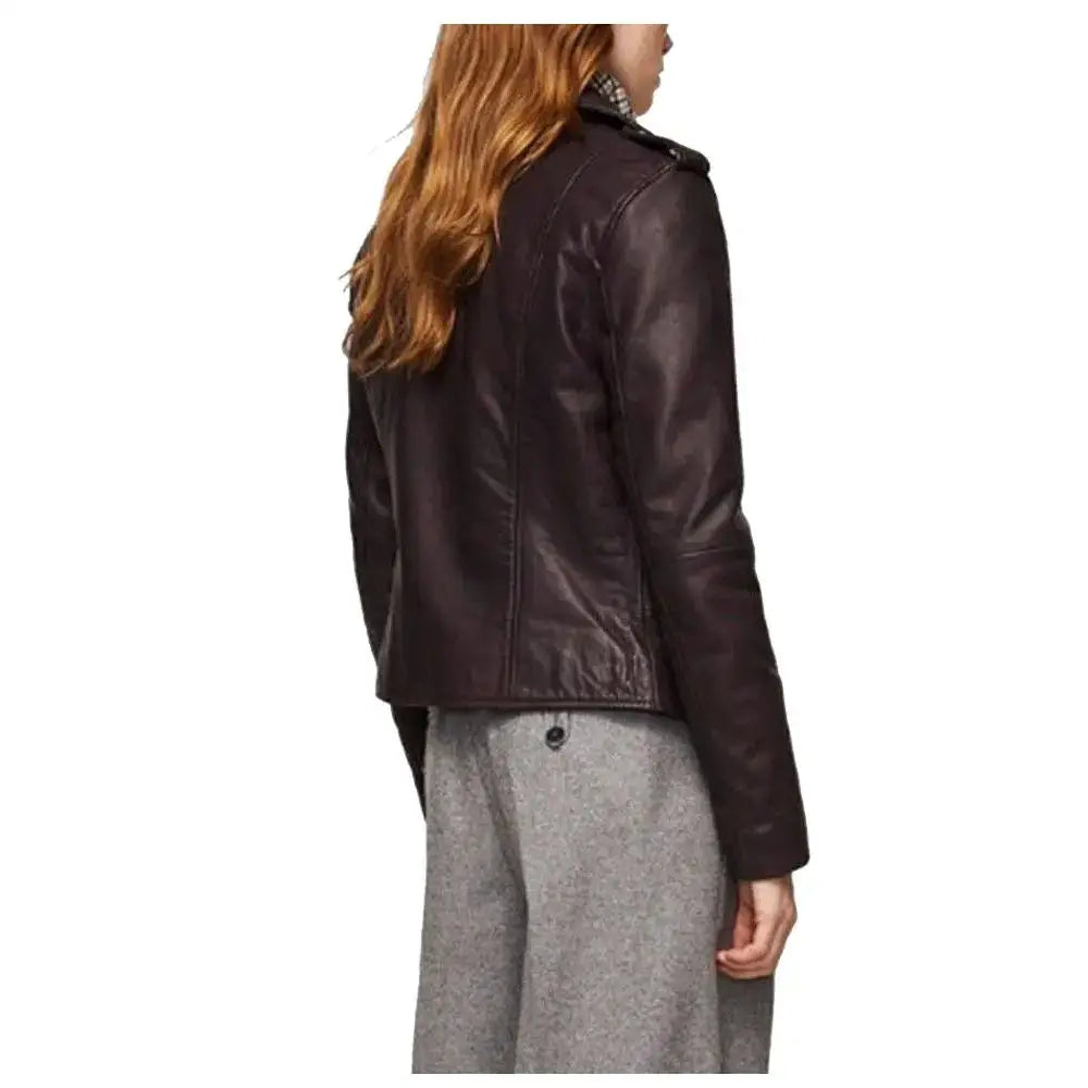 Women’s Purple Leather Biker Jacket-3