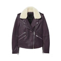 Women’s Purple Leather Biker Jacket-0