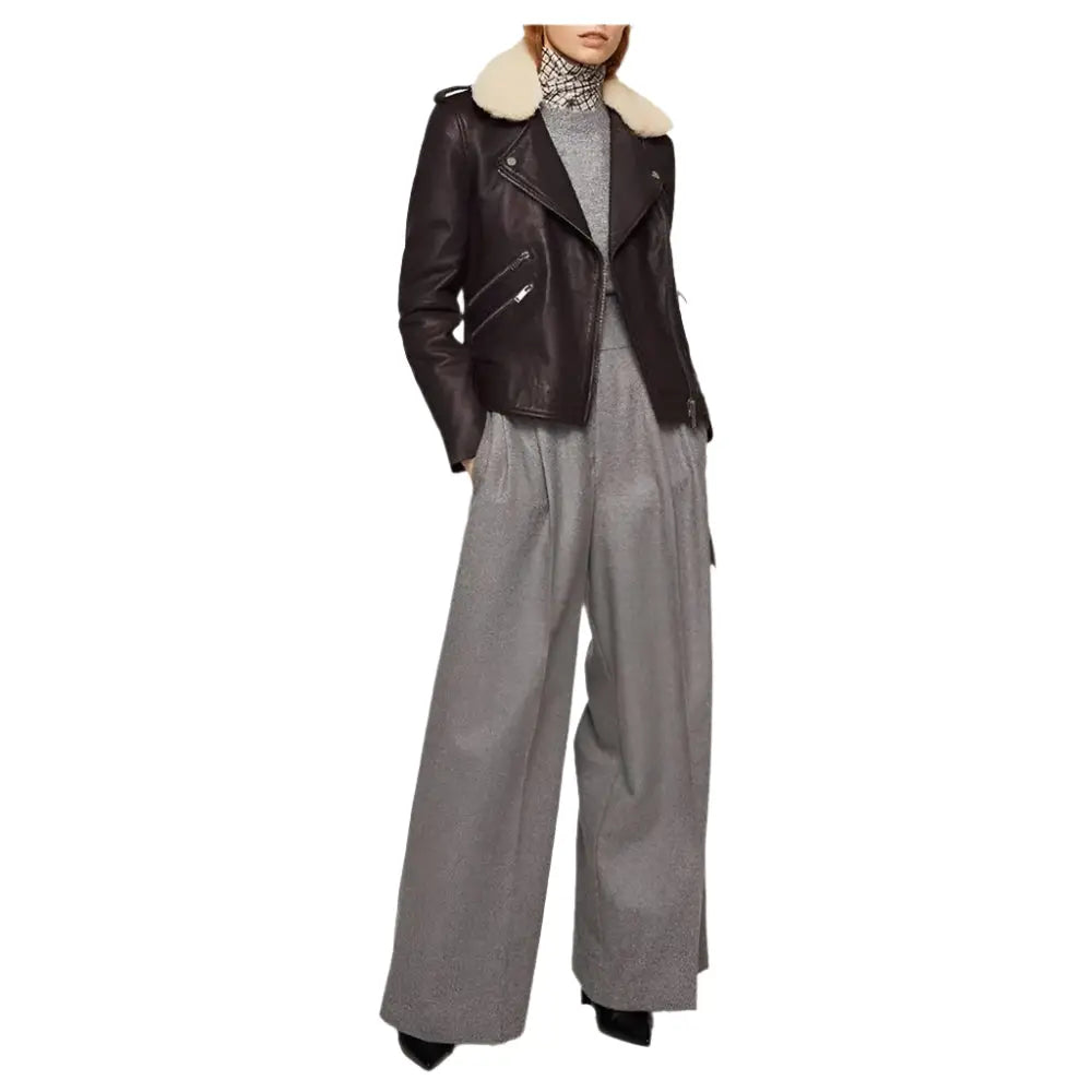 Women’s Purple Leather Biker Jacket-2