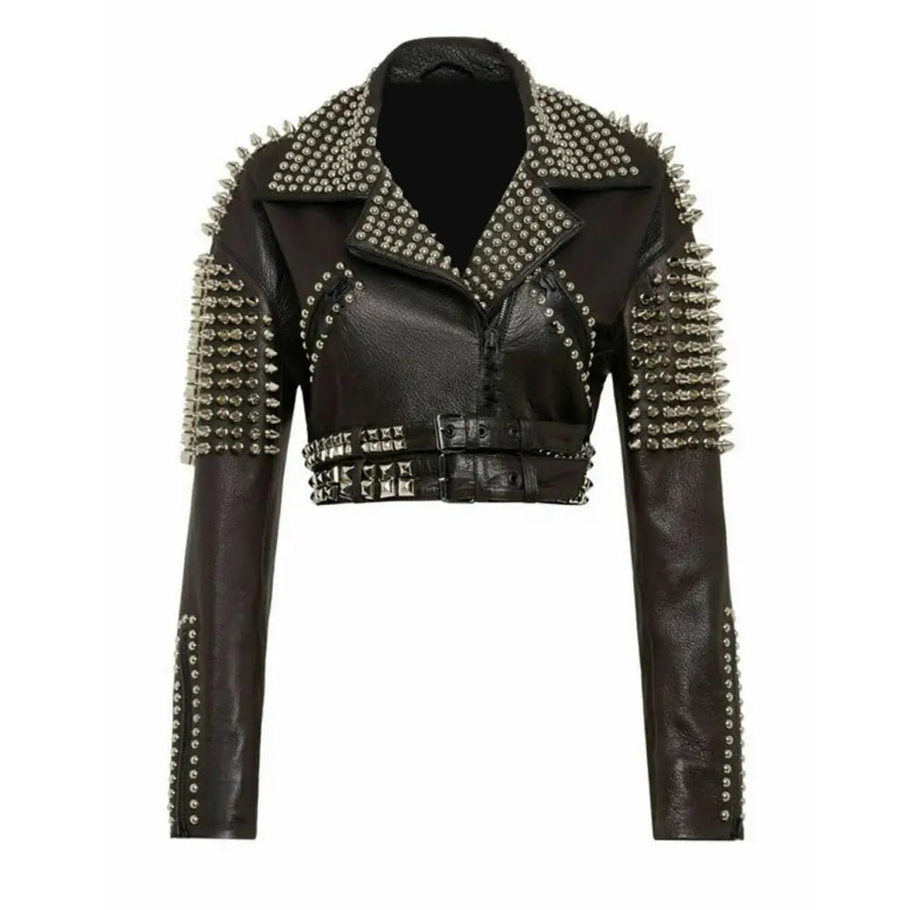 Women’s Silver Studded Short Body Leather-2
