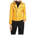 Women’s Mango Yellow Slim Fit Motorcycle Leather Jacket-0