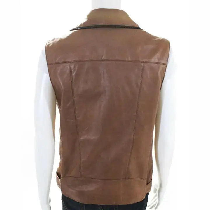 Women’s Belted Leather Motorcycle Vest-1