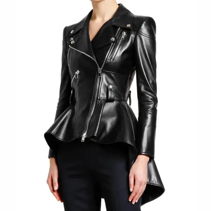 Women’s Black Lambskin Leather Coat-0