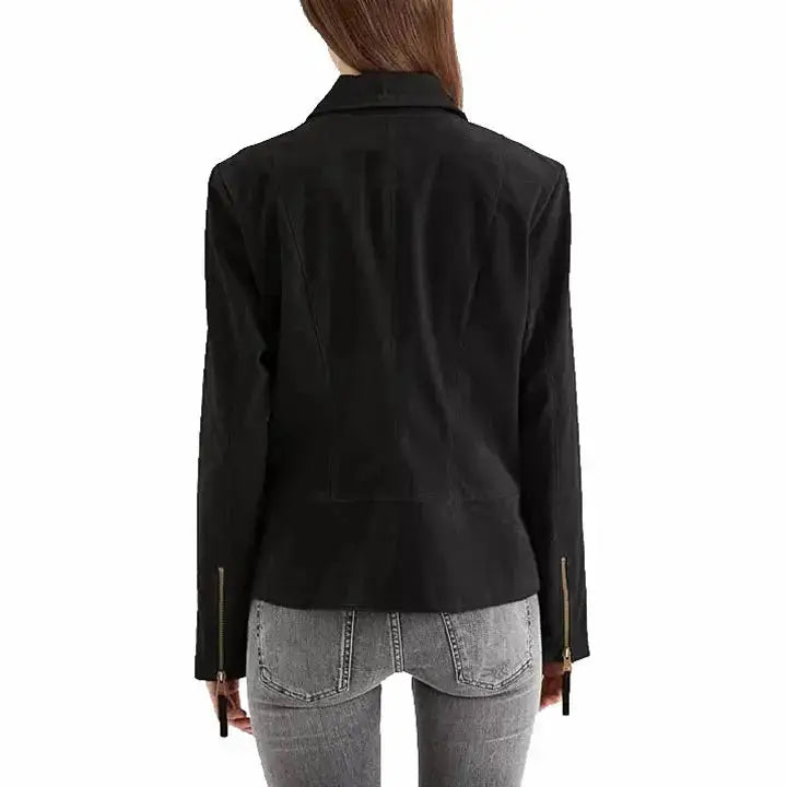 Women’s Black Suede Leather Jacket-1