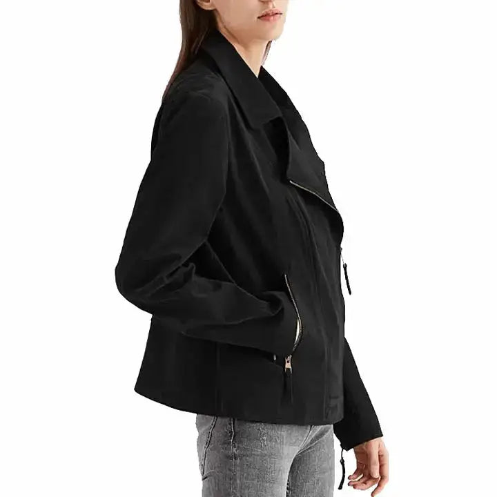 Women’s Black Suede Leather Jacket-2
