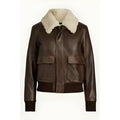 Women’s Brown Aviator Sherpa Leather Jacket-0
