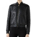 Women’s Classic Stylish Quilted Leather Bomber Jacket-0
