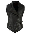 Women’s Double-Breasted Punk Motorcycle Leather Waistcoat Vest-0