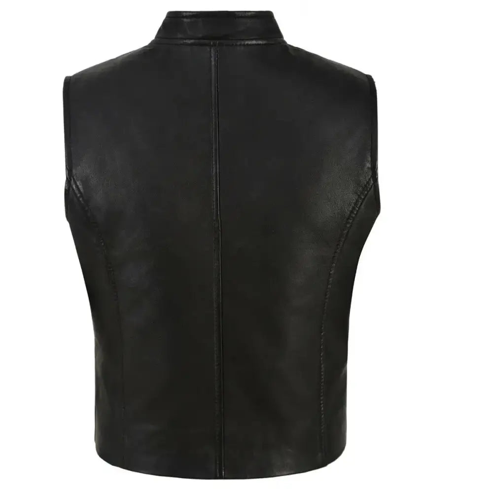 Women’s Double-Breasted Punk Motorcycle Leather Waistcoat Vest-1