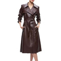 Women’s Chocolate Brown Leather Trench Coat-0