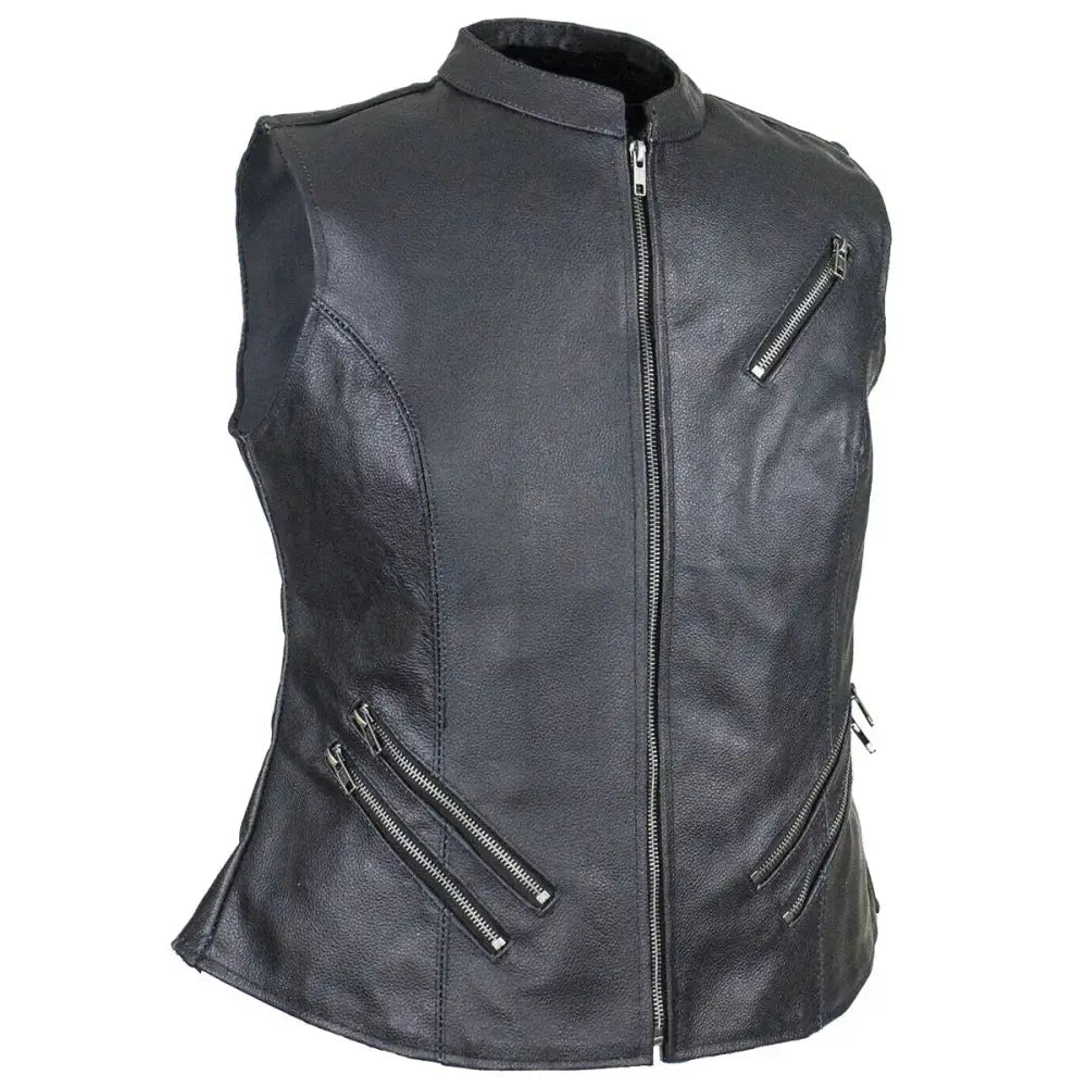 Women’s Premium Leather Motorcycle Vest-2