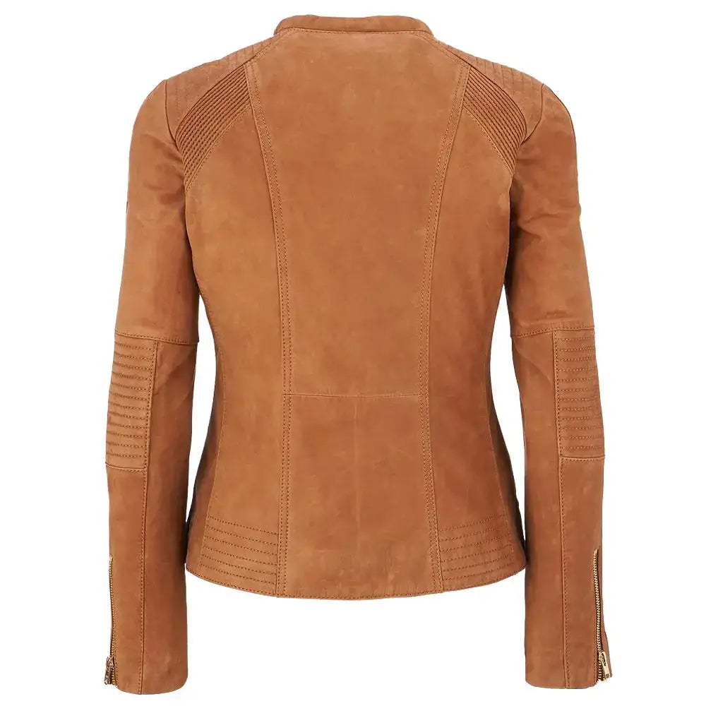 Women’s Leather Suede Motorcycle Jacket-1