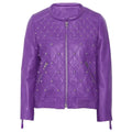 Women's Genuine Purple Leather Jacket-0