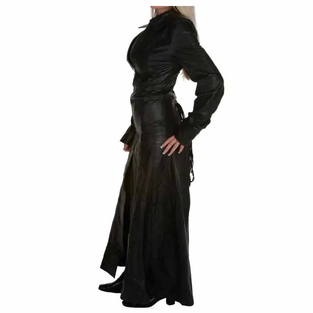 Women’s Long Victorian Leather Coat-1