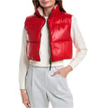 Women's Red Lambskin Leather Short Puffer Vest-0