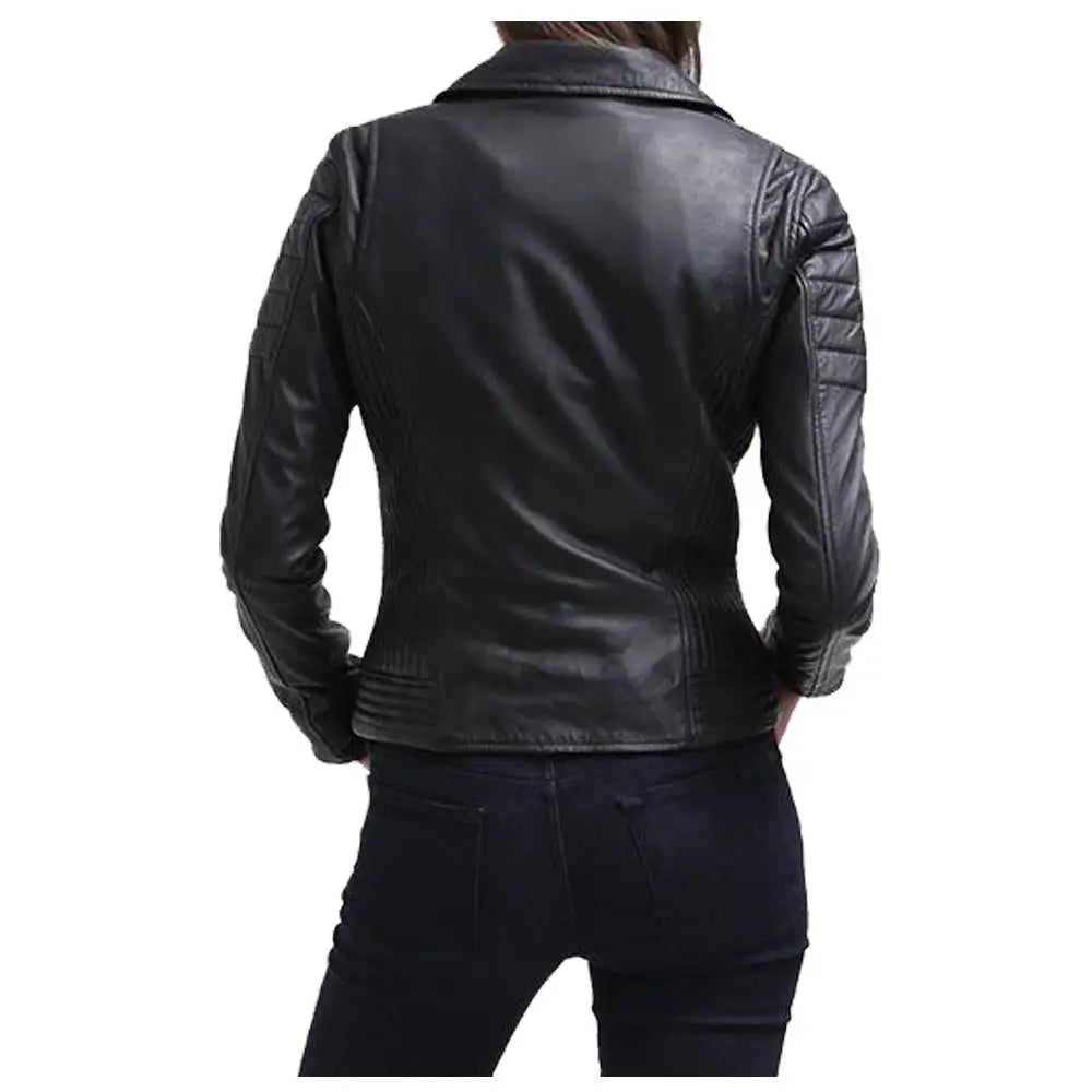 Women’s Slim Fit Black Leather Jacket – Innovative Design-1