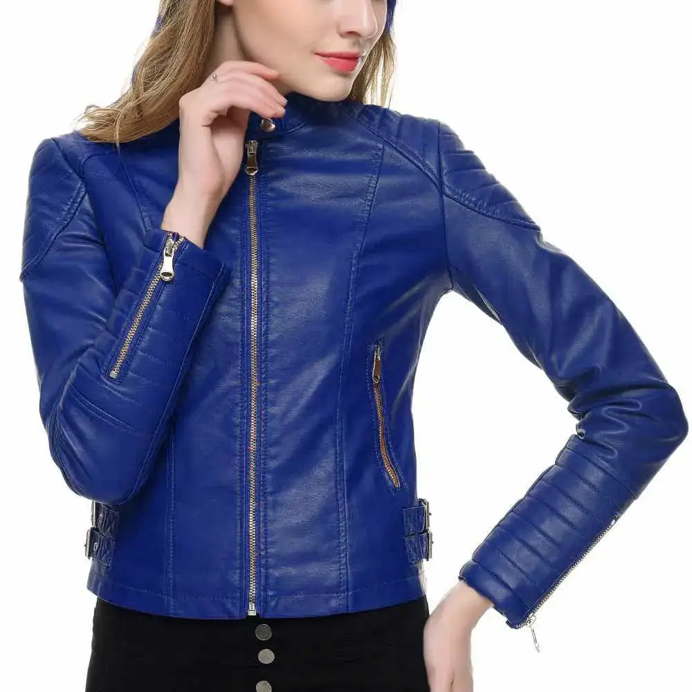 Women’s Slim Fit Motorcycle Leather Jacket-1
