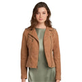 Women’s Tan Brown Suede Leather Moto Jacket-0